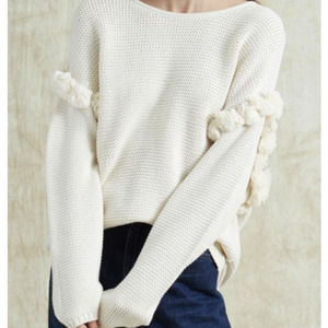 Chan Luu Quinn Cotton Sweater Cream Size Small